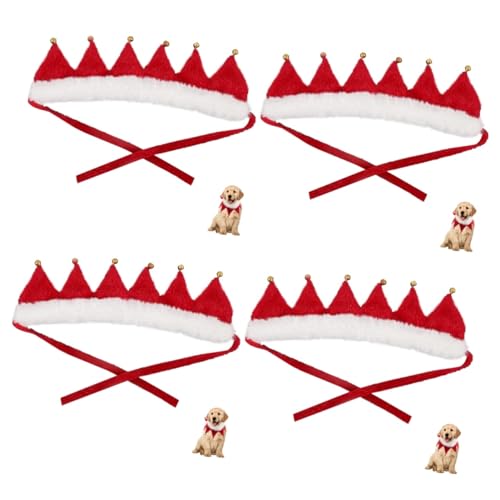 Supvox 4 Stück Haustierhalsband zu Weihnachten Weihnachtshalsbänder für Hunde Jingle Bell Halsband für Hunde Weihnachts-Haustierhalsband Weihnachts-Haustierbandana Welpe Halsband Halstuch von Supvox