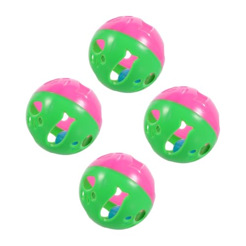 Supvox 4 Stück Katzenspielzeug Kunststoffbälle mit Glocken Interaktive Spielbälle für Wohnungskatzen Leicht Langlebig Zufällige Farben Fördert Spielspaß und Zufällige Farbe von Supvox