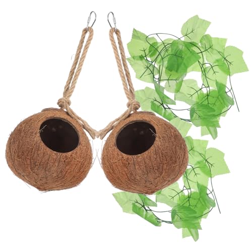 Supvox 4 Stück Kokosnuss Haustier Nest Set Teilig Natürliches Versteck für Echsen und Reptilien mit Kokosnussnestern und Künstlichen Ranken für Kleintiere Installieren Langlebig und Supvox 4 Stück Kokosnuss Haustier Nest Set Teilig Natürliches Versteck für Echsen und Reptilien mit Kokosnussnestern und Künstlichen Ranken für Kleintiere Installieren Langlebig und von Supvox