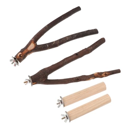 Supvox Papagei Barsch Grobe Vögel Schleifen Stangen 4 Stücke Holz Papagei Spielzeug Set für Vögel Käfig Übung Mental von Supvox