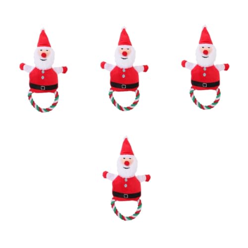 Supvox 4 Stück Plüsch Hundespielzeug Stofftier für Hunde Urlaub Hundespielzeug Seilspielzeug für Haustiere quietschende spielzeuge für welpen Tiere Spielzeug Weihnachtsspielzeug für Hunde von Supvox