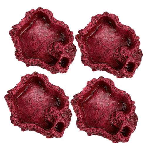 Supvox 4 Stück Reptilien Futter und Wassernapf aus Langlebigem Resin Teiliges Flach mit Glatter Oberfläche für Schildkröten Eidechsen und Kleine Haustiere Einfach zu Handhaben und von Supvox