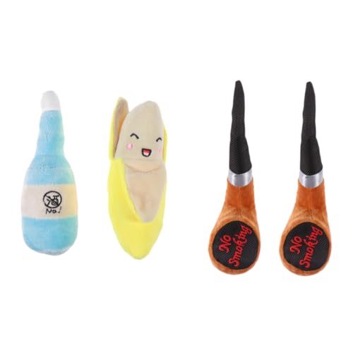 Supvox 4stücke Teiliges Cartoon Hundespielzeug Plüsch Banane Bier Und Kauspielzeuge Für Hunde Lustige Und Weiche Kau Und Spielzeuge Für Haustiere Zur Reduzierung Von Langeweile Und von Supvox