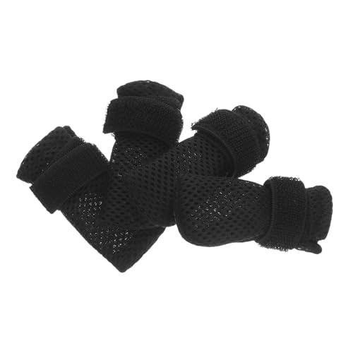 Supvox 4 Stück Teiliges Katzenschuhe Antirutsch Pfotenschutz Komfortabel Atmungsaktiv für Baden Medikamente Kratzschutz und Nagelpflege Sicherer Sitz Schwarz von Supvox