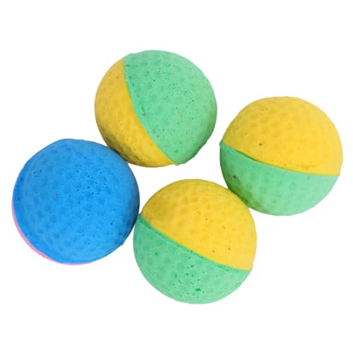 Supvox 4 Stück Teiliges Katzenspielzeug Latex Schwamm Bälle Weiche Bunte Spielbälle für Katzen Interaktives Indoor gegen Langeweile Stimuliert Natürliche Instinkte und Zufällige Farbe von Supvox