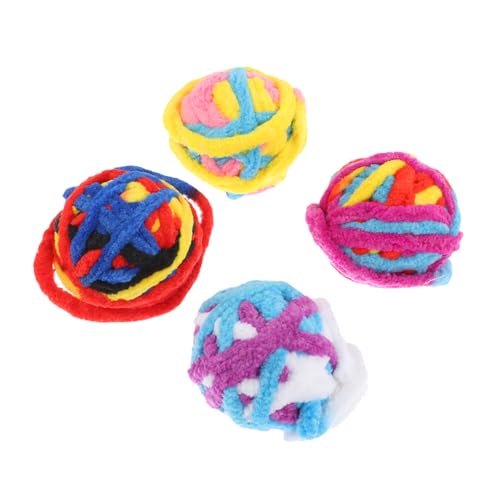 Supvox 4 Stück Teiliges Katzenspielzeug Wollgarn Bälle mit Interaktive Indoor Spielzeugbälle für Katzen Weiches Fördert Krallenpflege und Beschäftigung von Supvox