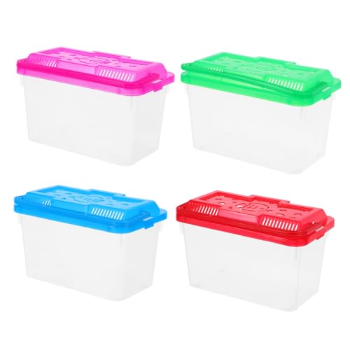 Supvox 4 Stück Tragbare Mini Aquarium Box Klare Kunststoff Transportbox für Fische Schildkröten Reptilien Kleintiere für Zucht und Transport von Supvox