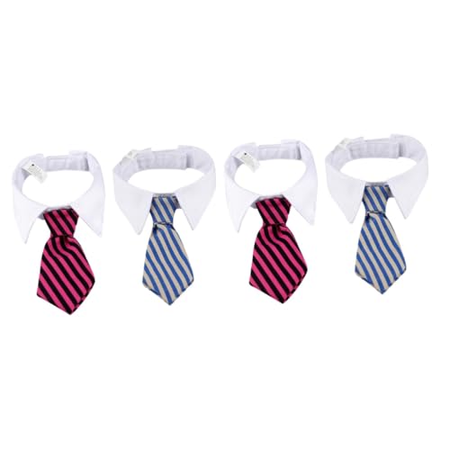Supvox 4 Stück verstellbare Haustierkrawatte Haustier Krawatten Streifen Kleidung Krawatten hundegeschenk hundekleidung Hundekrawatte Krawatte für Haustiere einstellbar binden Halsband von Supvox