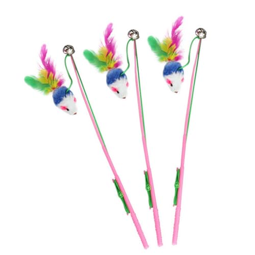Supvox 5 Stück Teiliges Bunte Plüsch mäuse Katzenspielzeug mit Glocke Interaktiver Katzen Teaser für Training und Spiel Fördert Aktivität und Bindung von Katzen und Zufällige Farbe von Supvox