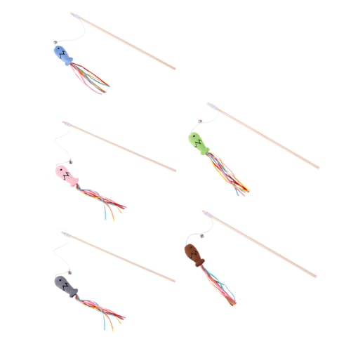 Supvox 5 Stück Teiliges Catnip Katzenangel mit Buntem Stoffband Interaktives Katzenspielzeug zum Krallen Beißschutz Langer Holzgriff für Sicheres Fördert Katzenaktivität und Supvox 5 Stück Teiliges Catnip Katzenangel mit Buntem Stoffband Interaktives Katzenspielzeug zum Krallen Beißschutz Langer Holzgriff für Sicheres Fördert Katzenaktivität und von Supvox
