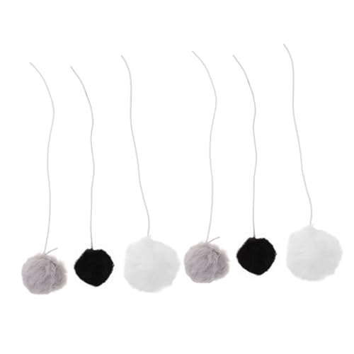 Supvox 6 Stück Interaktive Katzenspielzeug Bälle aus Weichem Plüsch mit Elastischem Aufhängeseil Hängende Spielbälle für Kätzchen und Katzen Fördert Bewegung und Stressabbau Indoor von Supvox