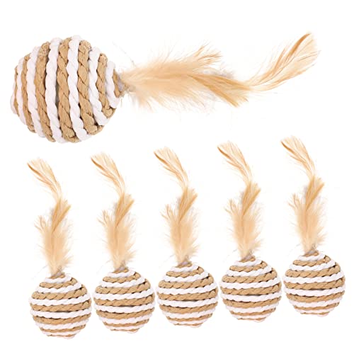 Supvox 6 Stück Interaktives Katzenspielzeug Teiliges Federball Kauen für Kätzchen Fördert Aktivität und Beschäftigung Geeignet für Katzen und Welpen Bunte Spielbälle für Zufällige Farbe von Supvox