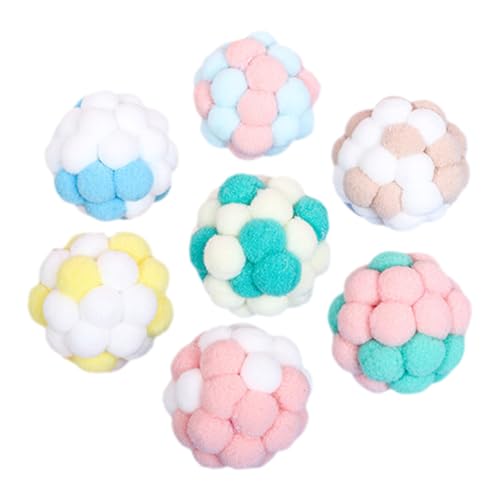 Supvox 6 Stück Teiliges Katzenspielzeug Plüschbälle mit Glöckchen Interaktive Spielbälle für Wohnungskatzen und Kätzchen zur Beschäftigung und Aktivierung Drinnen von Supvox