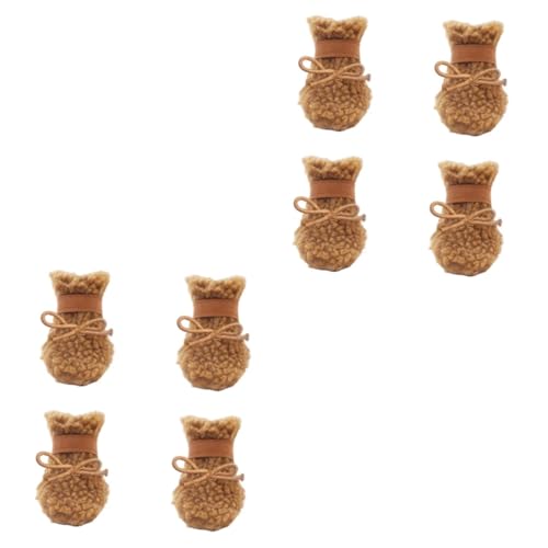 Supvox 8 STK Hundeschuhe Schneestiefel Schneeschuhe Für Kleine Hunde Winterstiefel Für Hund Warme Stiefel Für Haustiere Hund Kurze Stiefel Hundepfote Outdoor-Schuhe Für Hunde Brown Leder von Supvox