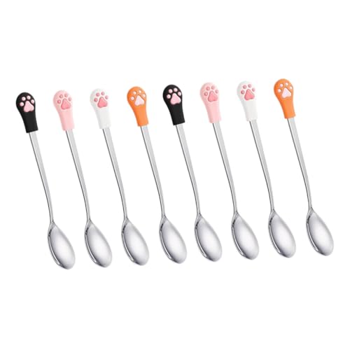 Supvox 8 Stück Teiliges Haustier Futterlöffel mit Katzenpfoten-Motiv Edelstahl und Gummi Ergonomischer Griff Speziell für Nassfutter-dosen Praktisches Fütterungswerkzeug für Katzen und Supvox 8 Stück Teiliges Haustier Futterlöffel mit Katzenpfoten-Motiv Edelstahl und Gummi Ergonomischer Griff Speziell für Nassfutter-dosen Praktisches Fütterungswerkzeug für Katzen und von Supvox
