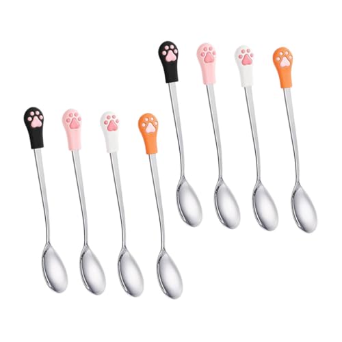 Supvox 8 Stück Teiliges Katzenfutterlöffel Ergonomischem Griff aus Edelstahl und Lebensmittelechtem Kunststoff Geeignet für Nassfutter und Dosen Tragbares Design für Zuhause und Reisen von Supvox