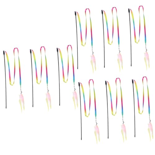 Supvox 9stücke Teiliges Katzenangel Mit Bunten Satinbändern Interaktives Katzenspielzeug Bewegung Und Jagdinstinkten Für Katzen Lange Teaser-Sticks von Supvox