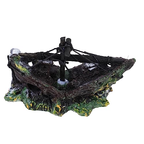 Supvox Aquarium Dekoration Aquarium schiffswrack Fische Piratenschiff Dekoration Fisch Tank Schiff Ornament Piratenschmuck Aquarium Piratenboot Versunkene Schiffsdekoration Harz von Supvox