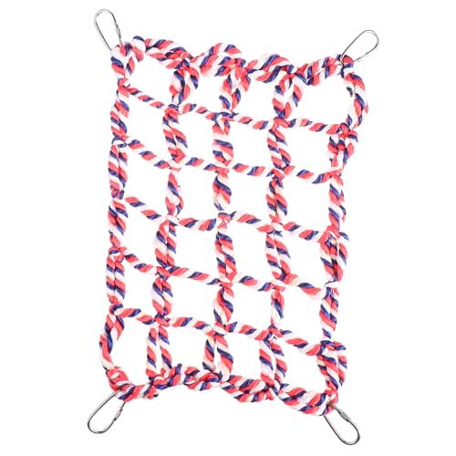 Supvox Buntes Haustier Kletternetz aus Dickem Beißfestem Seil Hängematte und Schaukelspielzeug für Papageien Wellensittiche Hamster Eichhörnchen und Kleine Kleintiere Käfigzubehör Robust von Supvox
