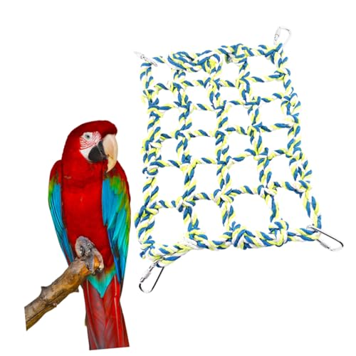 Supvox Buntes Kletternetz für Vögel und Kleintiere Kleine Grüne Hängematte aus Polyester Robustes Schaukelnetz mit Metallclips Fördert Bewegung und Nagelpflege Passend für Käfige und von Supvox