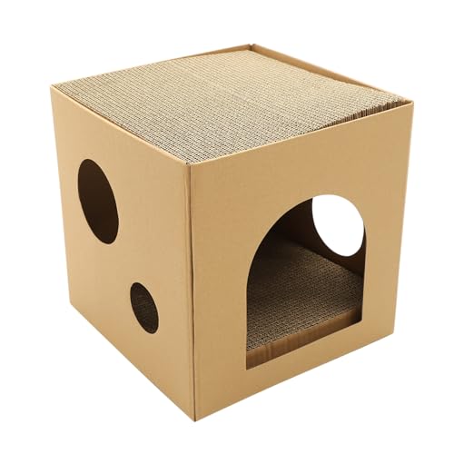 Supvox Doppelstöckiges Katzenhaus Aus Wellpappe Kratzbrett Für Katzen Und Umweltfreundliches Design Rückzugsort Für Katzen Katzenkartonkratzer Stilvollem von Supvox