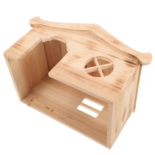 Supvox Hamster Holzhaus Kleintier Versteck aus Langlebigem Holz für Zwerghamster Meerschweinchen und Kaninchen als Schlaf Spielplatz im Käfig Geeignet von Supvox