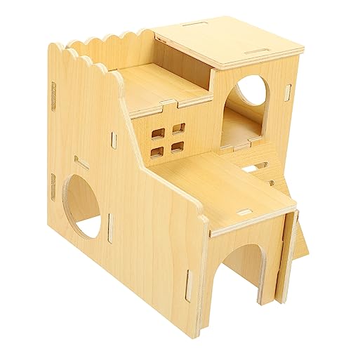 Supvox Hamster Holzhaus Kleintier Versteck zum Klettern und Schlafen Beißfestes Zweistöckiges Nest für Zwerghamster Rennmäuse und Kleine Haustiere Natürliches Material DIY Dekorierbar Supvox Hamster Holzhaus Kleintier Versteck zum Klettern und Schlafen Beißfestes Zweistöckiges Nest für Zwerghamster Rennmäuse und Kleine Haustiere Natürliches Material DIY Dekorierbar von Supvox