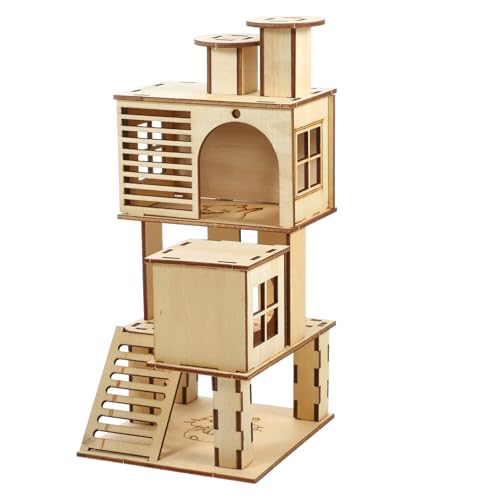 Supvox Hamster Holzleiter Haus mit Rutsche und Plattform Langlebiges Kleintier aus Natürlichem Holz für Hamster Rennmäuse Meerschweinchen und Kleine Haustiere Supvox Hamster Holzleiter Haus mit Rutsche und Plattform Langlebiges Kleintier aus Natürlichem Holz für Hamster Rennmäuse Meerschweinchen und Kleine Haustiere von Supvox