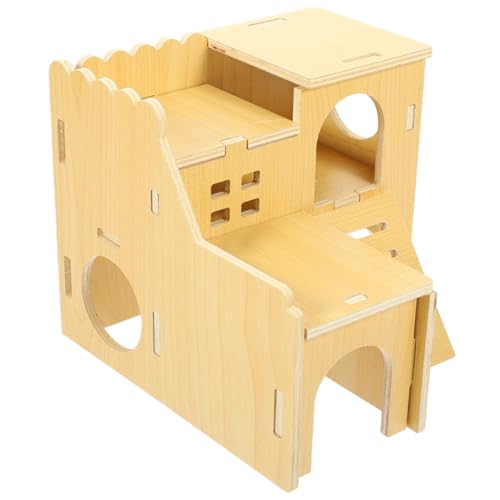Supvox Hamster Holzversteck mit Kletterleiter Multifunktionales Kleintierhaus aus Natürlichem Holz DIY Bemalbar Sicherer Rückzugsort und Spielplatz für Zwerghamster und Kleine Haustiere von Supvox