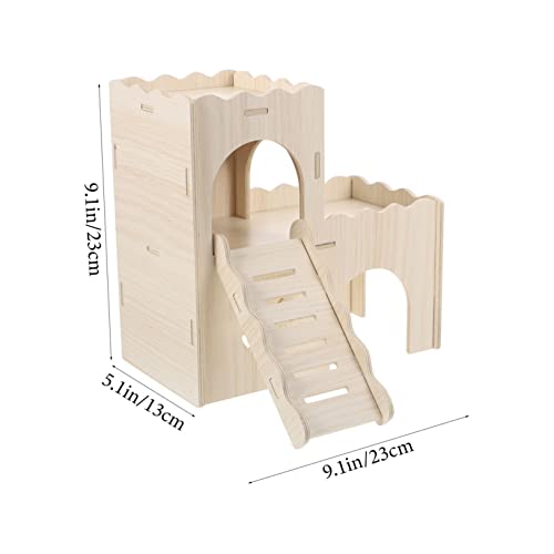 Supvox Hamsterhaus aus Holz mit geschwungener Leiterdesign Langlebig und Sicher Privater Rückzugsort für Kleine Nager als Dekoratives Hamster Labyrinth und Ruhehaus für Meerschweinchen von Supvox