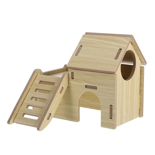 Supvox Hamsterversteck Hamsterhaus Hamster-Aktivitätsspielzeug Hamsternest Hamsterkäfig Hamsterhäuser Hamster erforscht Hamsteraktivitätszentrum Hamsterhütte Haus hölzern Khaki von Supvox
