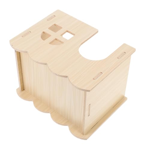 Supvox Hamsterversteck Hamsterhaus Kleiner Haustierplaypen Käfig-Eichhörnchen-Versteck Rattenvorräte Hamster unbemaltes Haus entzückendes Rattenhaus Rennmaus Haus hölzern Beige von Supvox