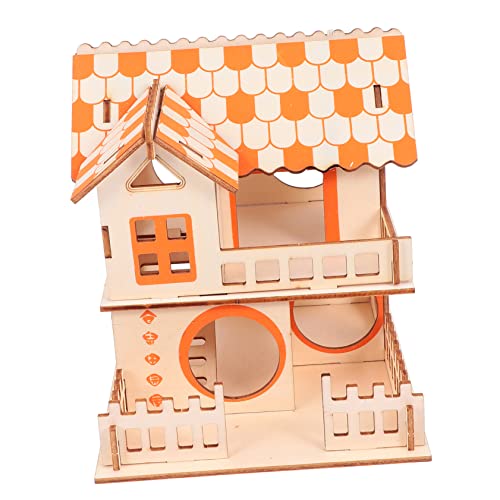 Supvox Hamsterhaus Aus Holz Hütte Versteck Spielzeug Für Hamster Mäuse Pelzige Haustiere Orange von Supvox