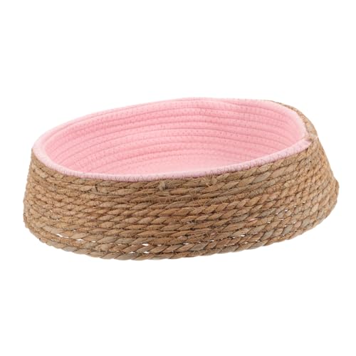 Supvox Haustierbett aus Rattan Katzenschlafnestkorb kleine Hundeliege Katzenbett Hundebett Schlafkissen Möbel Katzenversorgung Haustier-Schlafunterlage schlafendes Nest Hundehütte Matte von Supvox