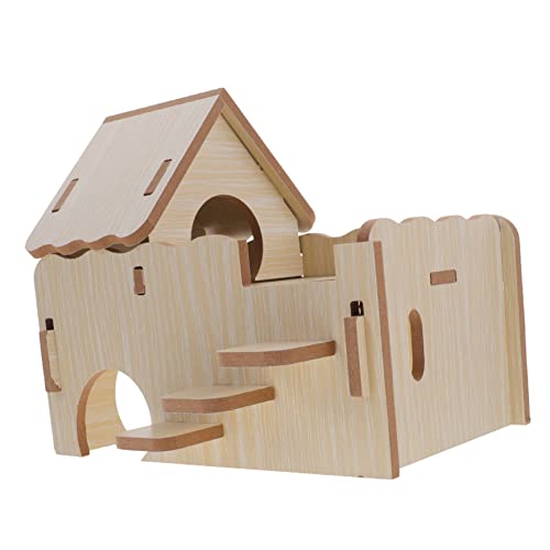 Supvox Holzhaus Für Hamster Meerschweinchen Spielzeug-Sets Versteck Bett Sicher Komfortabel von Supvox