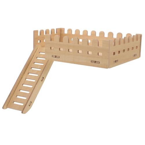 Supvox Holzplattform mit Leiter für Kleintiere Mehrstöckiges Kauspielzeug und Spielplatz Robustes Hamsterzubehör für Zwerghamster Rennmäuse Eichhörnchen und Meerschweinchen Langlebiges von Supvox