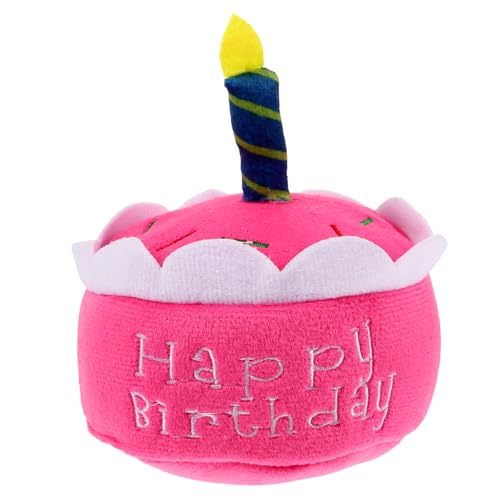 Supvox Hund Geburtstag Kuchen Plüsch Quietschendes Hundespielzeug für Haustiere Cartoon Kuchenform für Beschäftigung und Zahnpflege für Geburtstagsfeiern und Zuhause von Supvox