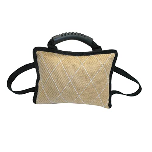 Supvox Hundebiss Kissen aus Jute mit Griffen Interaktives für Hunde und Welpen für Outdoor Training und Bissarbeit Strapazierfähiges Material Vielseitig Einsetzbar von Supvox