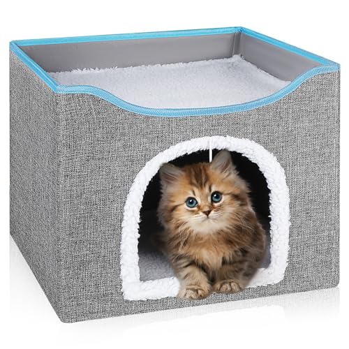 Supvox Faltbares Katzenhaus Karton Mit Doppelter Multifunktionales Katzenbett Und Kratzbrett Für Drinnen Stilvolles Design Für Katzenliebhaber von Supvox