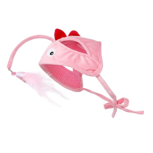 Supvox Katzenkopfbedeckung Atmungsaktiv für Indoor Katzen Interaktiver Katzenangel Stick zur Beschäftigung Fördert und Gesundheit Pinker Lampfish Design Selbstunterhaltend von Supvox