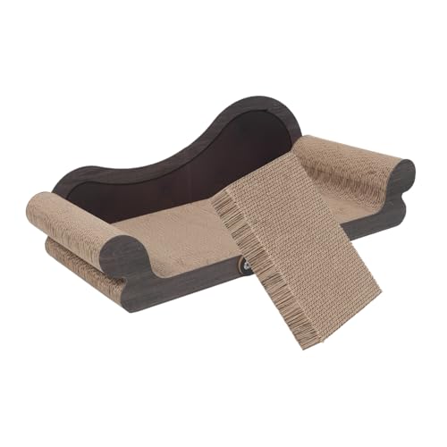 Supvox Katzenkratzcouch aus Wellpappe Langlebiges Kratzbrett kratzfrei Kratzmöbel für Indoor-Katzen Stilvolle Katzenlounge zur Krallenpflege Fummelbrett Katzen Geeignet Pflegeleicht und von Supvox