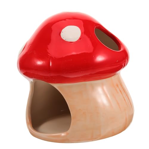 Supvox Keramik Hamster Versteck Pilzform Schlafhöhle Kleintierhaus für Hamster und Meerschweinchen Ganzjährig Geeignet Sicherer Rückzugsort und Spielplatz von Supvox