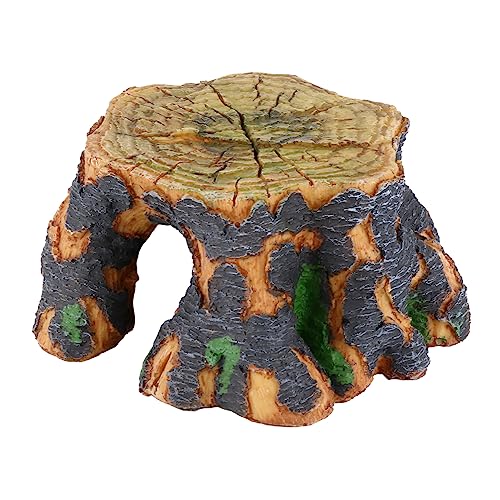 Supvox Kletternde Haustiere meiden Baumlöcher Höhle Gecko Reptiliendekor Reptiliengehege klein Reptile Hideout Fish Hideout Decor schleichtiere Harz Unterschlupf Fischtankdekor Khaki von Supvox