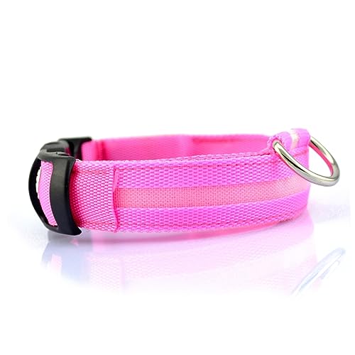 Supvox Beleuchteter Kragen Led-haustierhalsband Rundhalskragen Rundes Haustierhalsband Mit Anhänger Im Dunkeln Leuchtendes Haustierhalsband Lichtleiste Siebdruck Rosa Blitz von Supvox