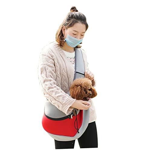 Supvox Einzelne Schultertasche für Haustiere Netz-Tragetasche für Haustiere Tragbare Tragetasche für Hunde Reisezubehör Rote Farbe von Supvox