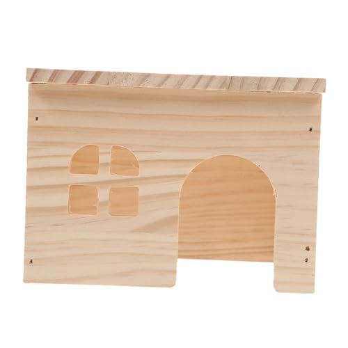 Supvox Natürliches Hamsterhaus aus Holz mit Futter Wasserplattform Ausbruchsicheres Versteck mit Einfachem Aufbau Geeignet für Kleine Haustiere Wie Hamster und Rennmäuse von Supvox