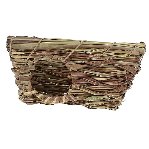 Supvox Naturnahes Kleintiernest aus Handgewebtem Schilfrohr Stabiles Warmes Haustiergras Haus für Kaninchen Meerschweinchen und Eichhörnchen Sicheres Formstabiles Zufällige Farbe von Supvox