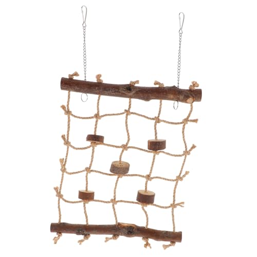 SUPVOX Papageien Kletternetz aus Robustem Naturholz mit Buntem Seil Bissfestes Vogelspielzeug Hängendes Kletternetz für Wellensittiche Kleine Papageien und Ziervögel zur Beschäftigung und SUPVOX Papageien Kletternetz aus Robustem Naturholz mit Buntem Seil Bissfestes Vogelspielzeug Hängendes Kletternetz für Wellensittiche Kleine Papageien und Ziervögel zur Beschäftigung und von Supvox