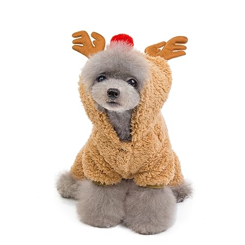 Supvox Party-Hundetuch Haustier warme Winter-Hoodies Weihnachtskleidung für Haustiere tatsächl joggingleine Kleider Hundemantel Haustierkleidung -Hund Hundekleidung Weihnachtshirsch von Supvox