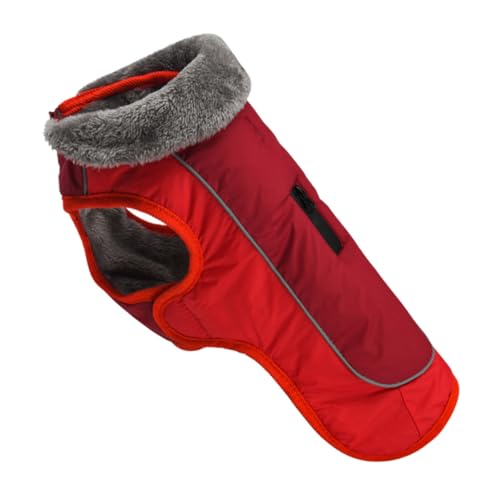 Supvox Pelzkragen hundekleidung Welpe Westen Dackel Katzenjacke Vlies winterhundemantel hundewintermantel hundeweste hundejacke Hunde Winterkostüm Hundekostüm aus Baumwolle Polyester rot von Supvox